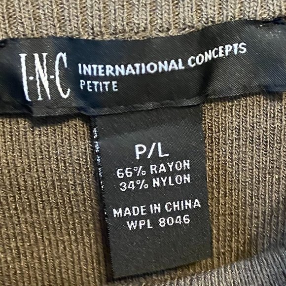 INC Concepts off the shoulder with straps green sweater, size L petite - Picture 4 of 4